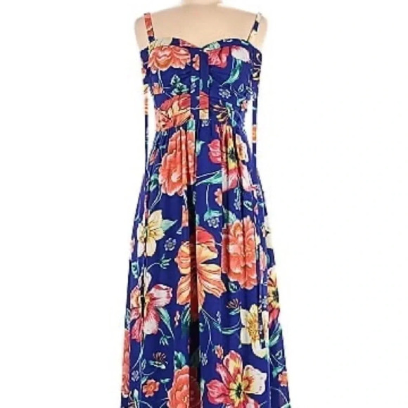 Moulinette Soeurs  (Anthropologie) Anona Blue Floral Midi size 4 - Picture 4 of 9